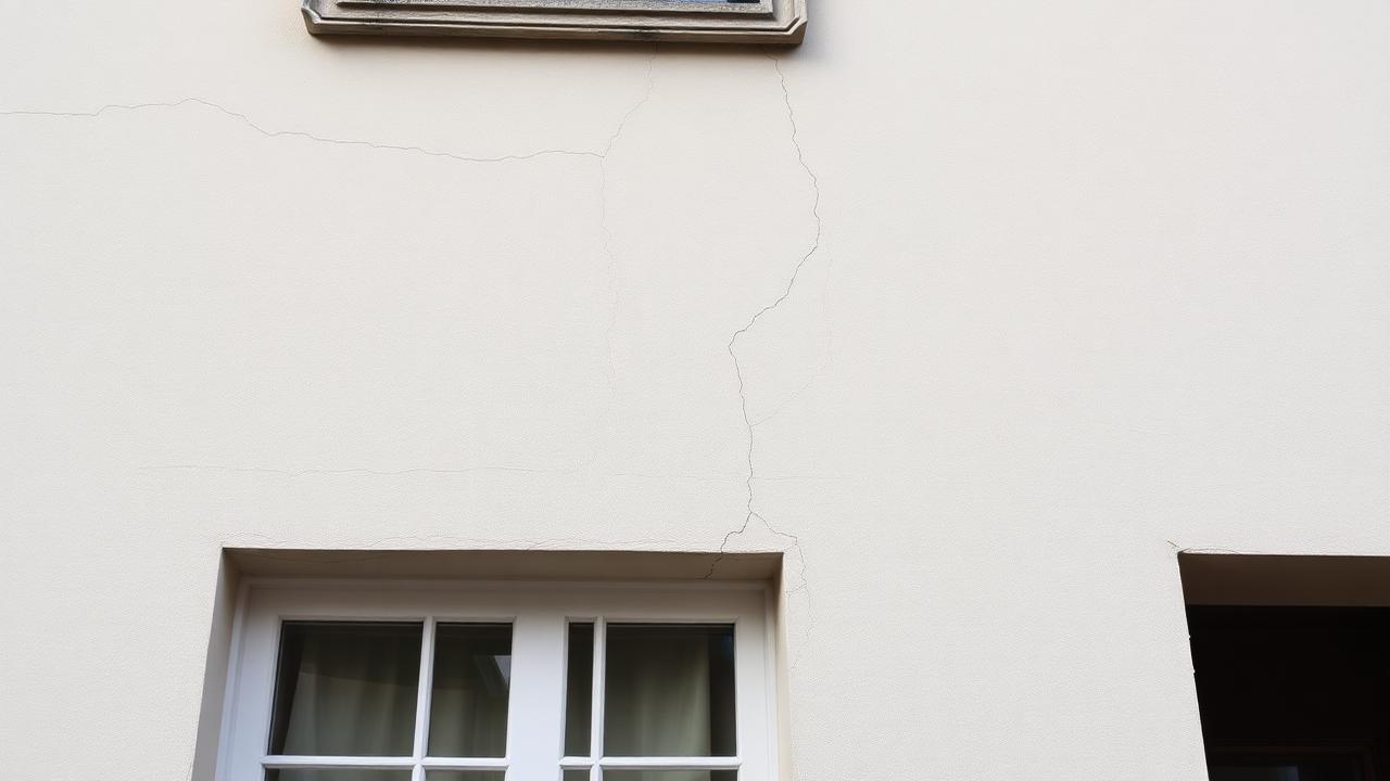 Hausfassade mit sichtbaren Rissen im Putz