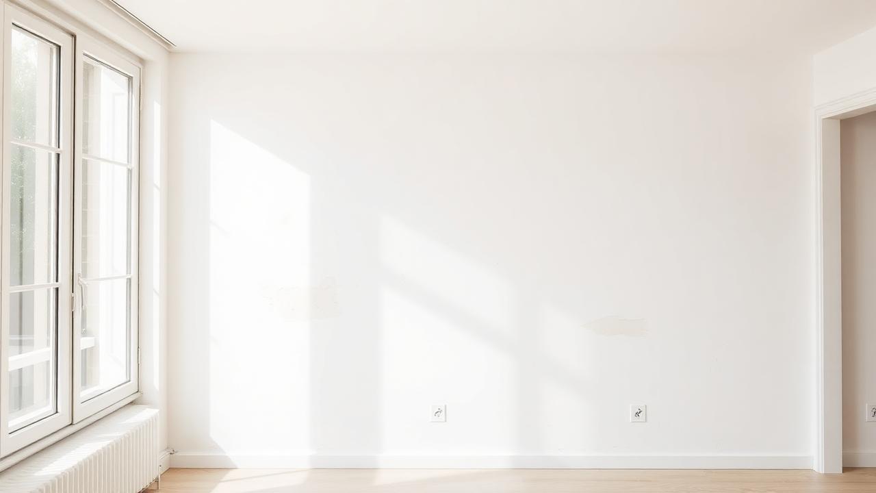 Helle Wand mit sichtbaren Flecken und Verfärbungen