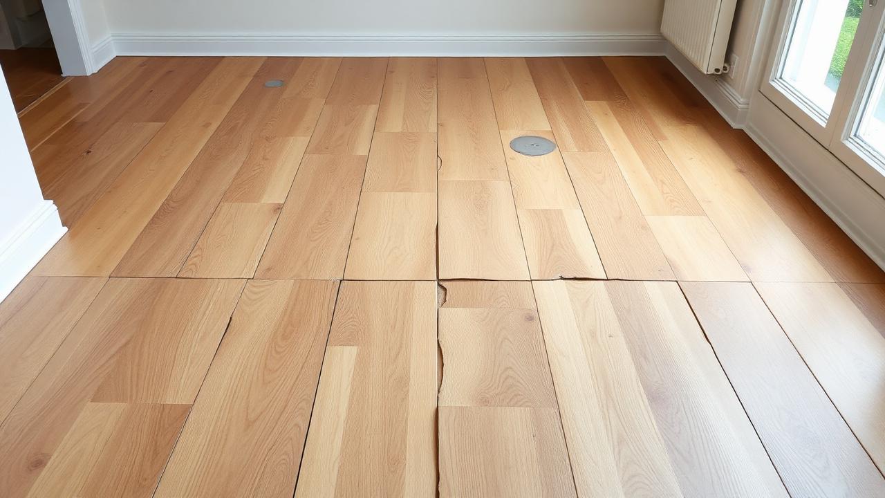 Gewölbtes Laminat mit offenen Fugen in einer Wohnung