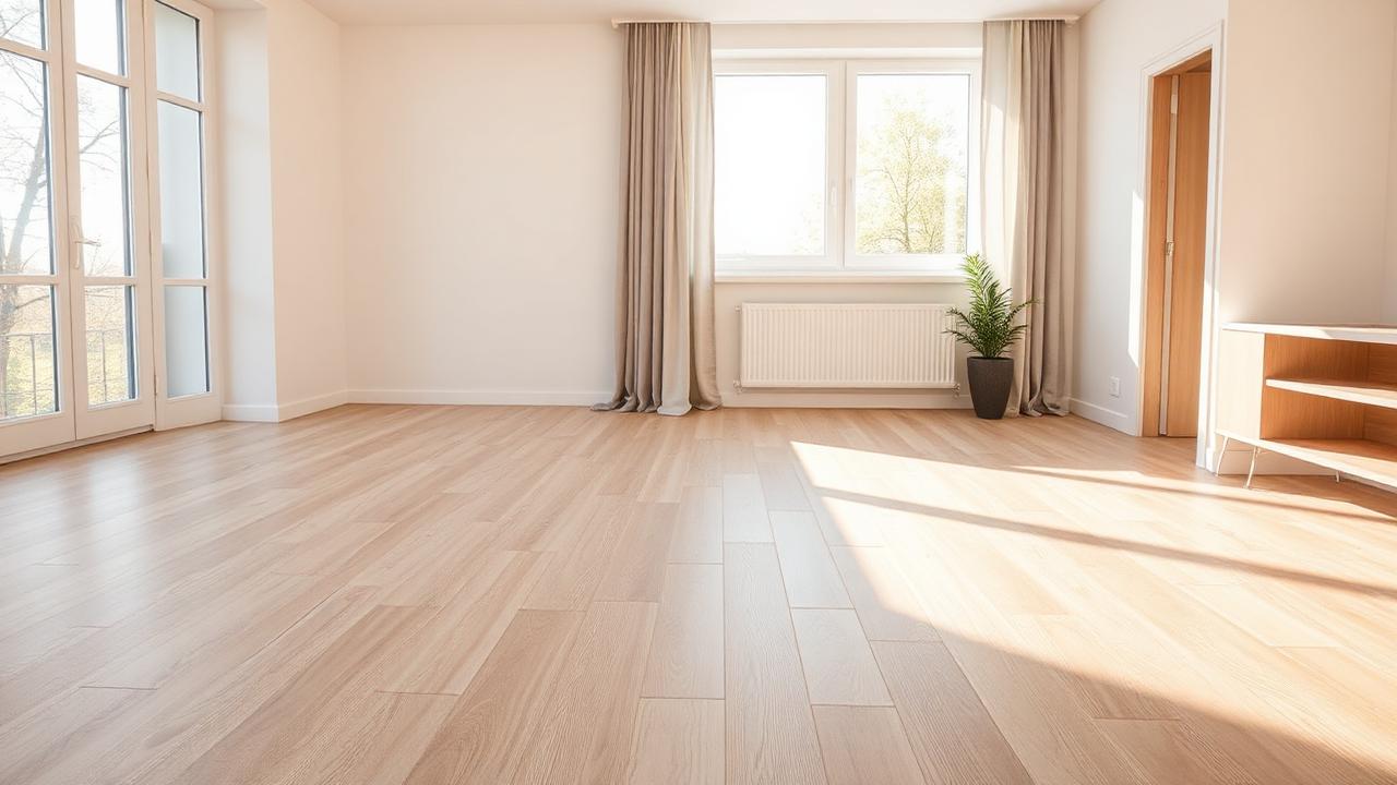 Neuer heller Laminatboden in moderner Wohnung