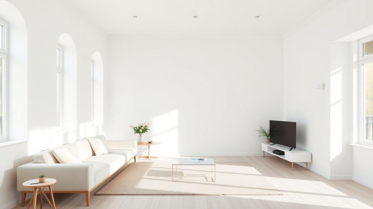 Saubere fleckenfreie Wand in modernem Wohnraum