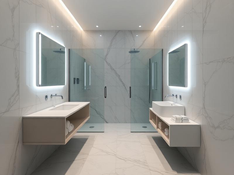 Modernes Badezimmer mit eleganten Marmor-Fliesen