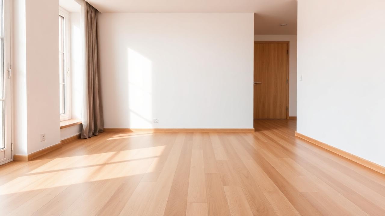 Perfekt verlegtes Laminat in moderner Wohnung