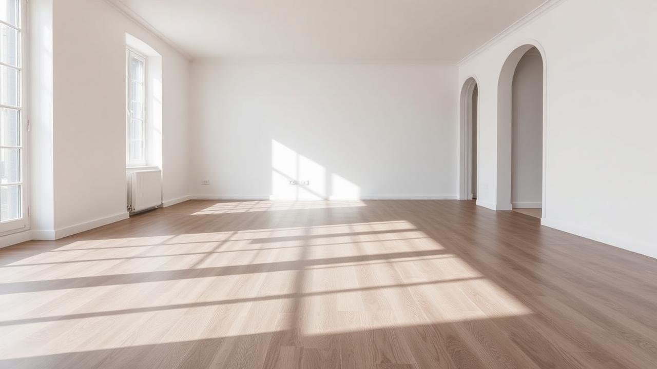 Moderner Vinylboden in Holzoptik in heller Wohnung